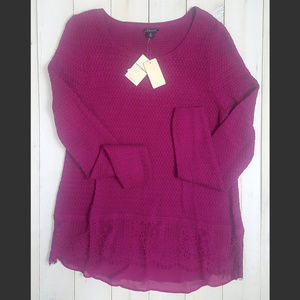 Pink Sweater Long Sleeve XL Rayon/Cotton Blend NWT